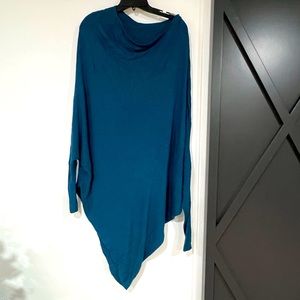 Asymmetrical teal tunic. Size large. Tag was removed but it is a large